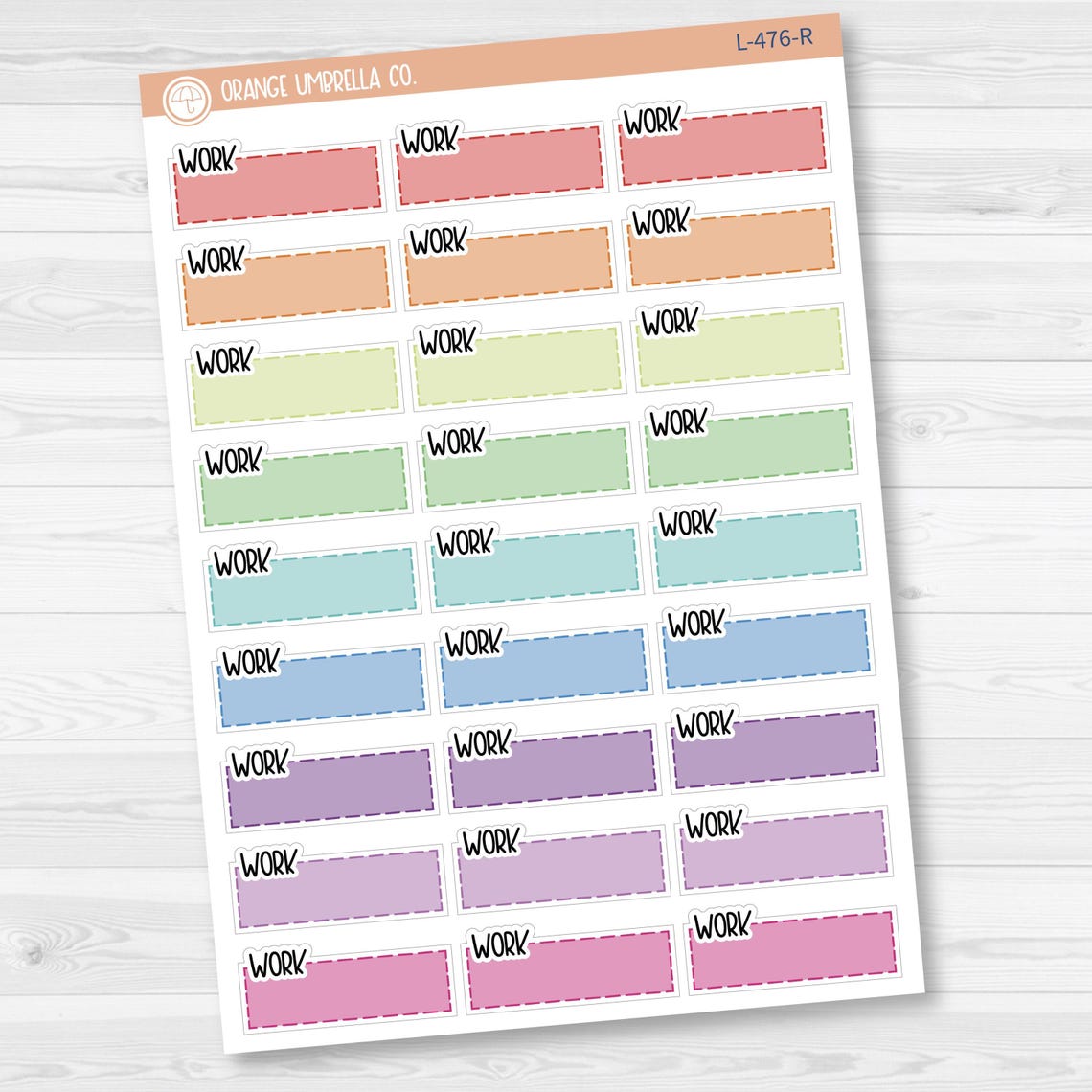 Work Color Stitched Quarter Box Planner Stickers | L-476 - Etsy