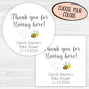 Thank you for Beeing Here Sticker | Baby Shower Favor Sticker Honey Jar Stickers | Thank you for Being Here Shower Labels | 643-2-WH