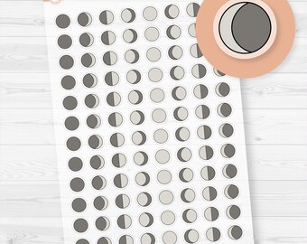 Moon Phases Hand Doodled Icon Planner Stickers | Moon Tracker stickers | Clear Matte | I-494-CM