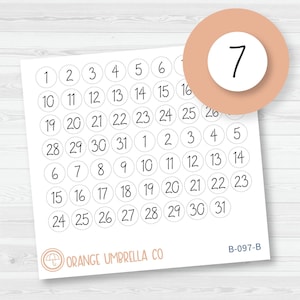 Date Dot Cover Script Planner Stickers | FC12 Circle | B-097-B