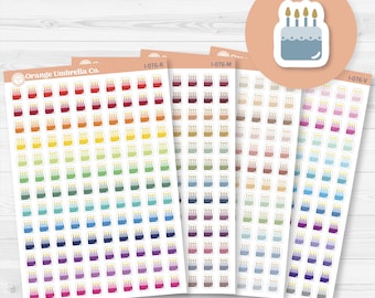 Micro Birthday Cake Icons Planner Stickers | I-076