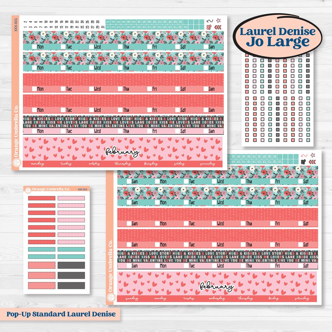 Sweet Valentine Florals | Laurel Denise Jo Large Planner Kit Stickers ...