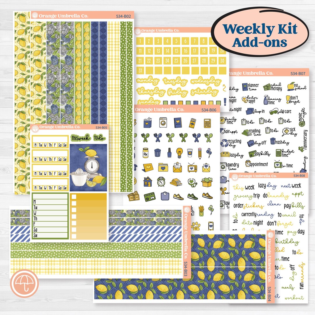 Summer Lemon Kit | Weekly Add-on Planner Kit Stickers | Lemonade Stand ...