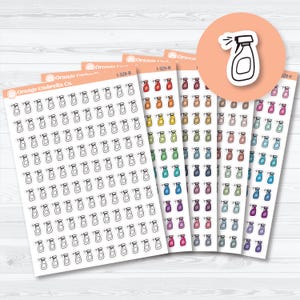 Hand Doodled Spray Bottle Planner Stickers | Icon Chore Labels | Cleaning Icons | I-329