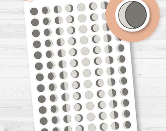 Moon Phases Hand Doodled Icon Planner Stickers | Moon Tracker stickers | I-494