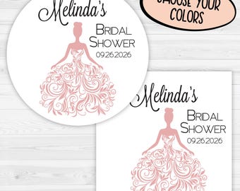 Bridal Shower Favor Stickers | Bridal Shower Stickers | Bridal Shower Wedding Labels | 227-WH