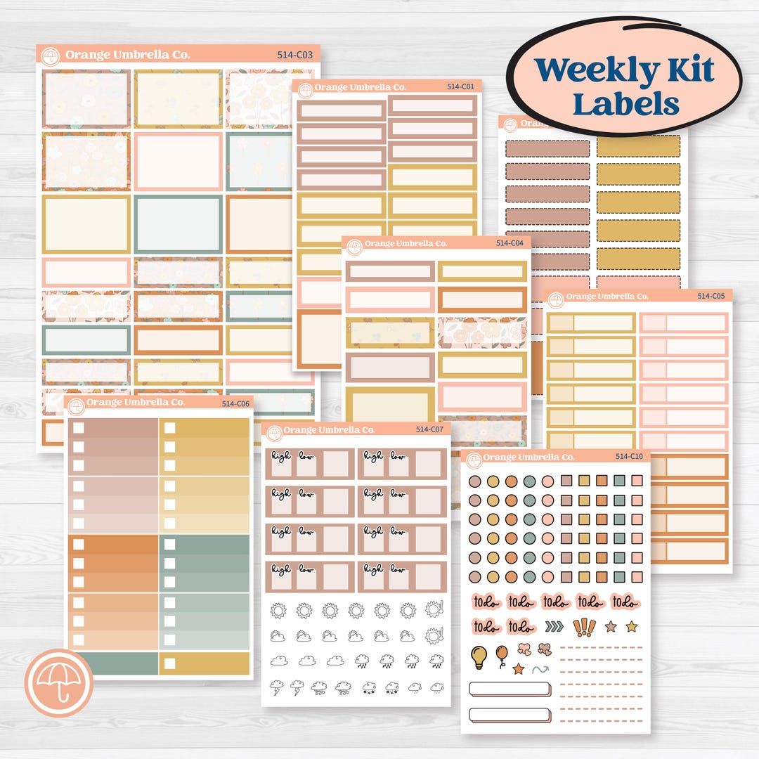 Early Spring Florals | Weekly Add-on Labels Planner Kit Stickers | Grow ...