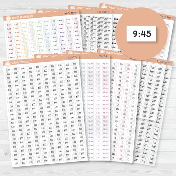 Custom Time Script Stickers, Choose your font & colors, Removable Matte Planner Stickers ** 1 time per sheet*** (#customtime)
