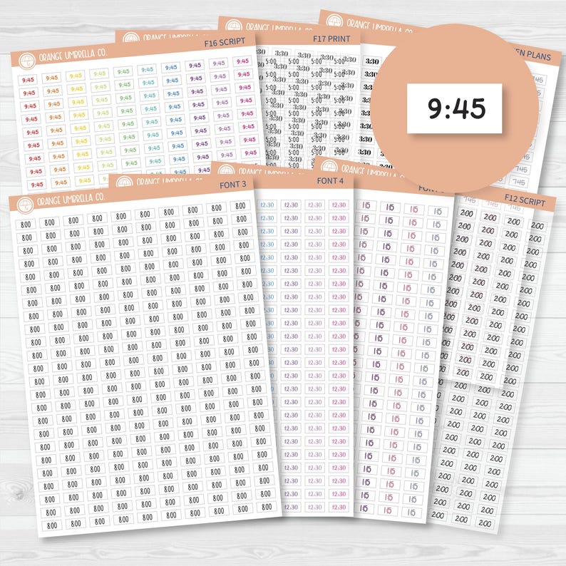 Autocollants personnalisés pour agenda, choisissez votre police et vos couleurs, autocollants mats amovibles ** 1 fois par feuille*** (#customtime) image 1