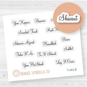 Jewish Holiday Script Planner Stickers | F4 | T-141-B