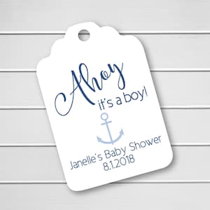 Ahoy It&#39;s a Boy! Nautical Baby Shower Tags, Baby Shower Favor Tags, Favor Tags (ST-437-2)
