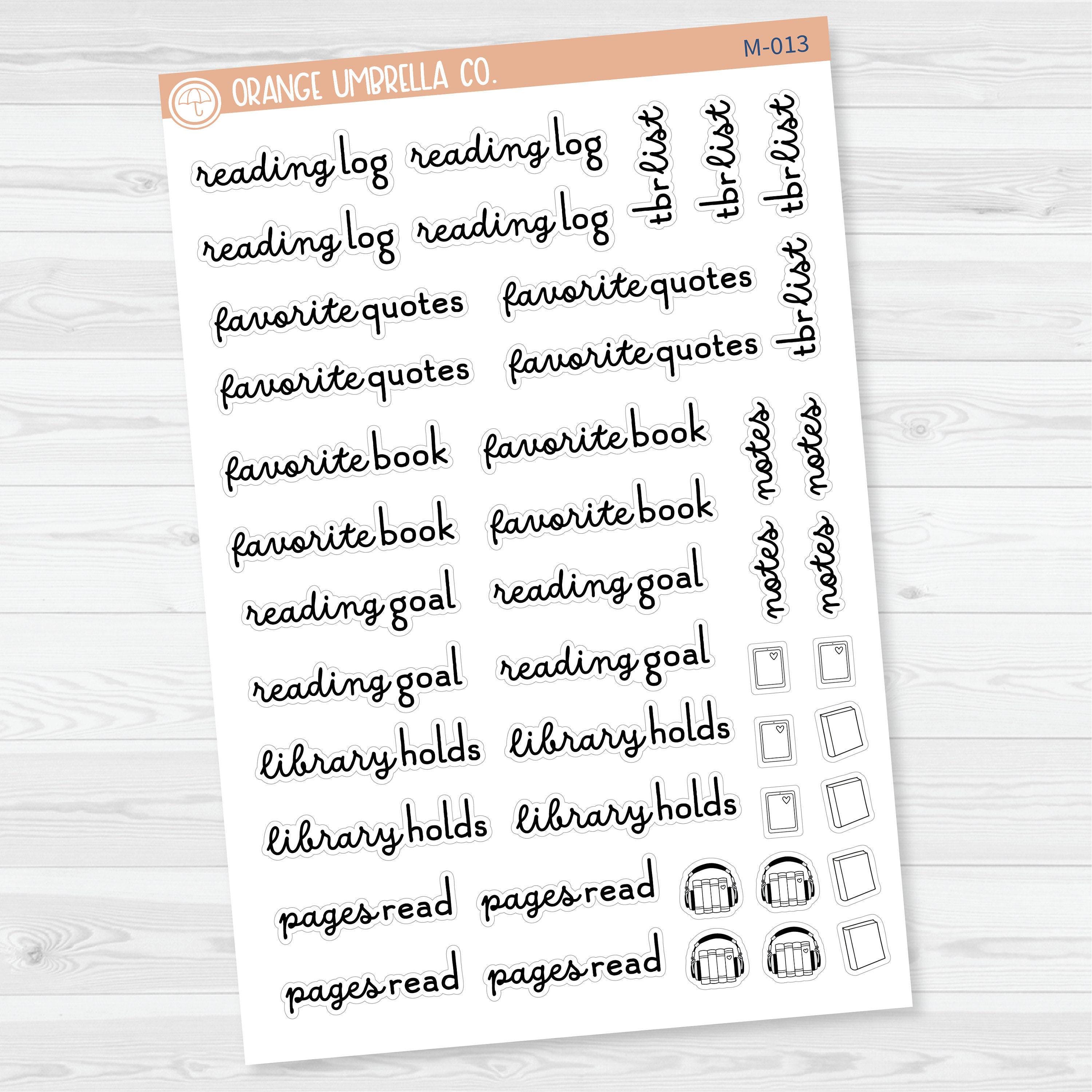 Reading Journal | Reading Note Sheet Builder Planner Stickers | M-013 ...