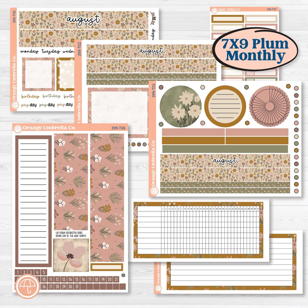 CLEARANCE | Summer or Fall Floral Kit | 7x9 Plum Monthly & Dashboard ...