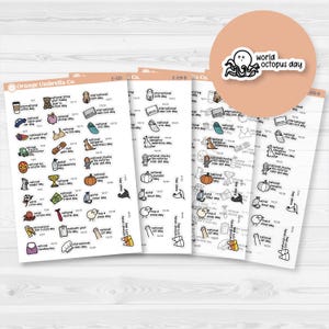 Stickers pour agenda d'octobre Mini-Script Wacky Holidays | F17 | E-339