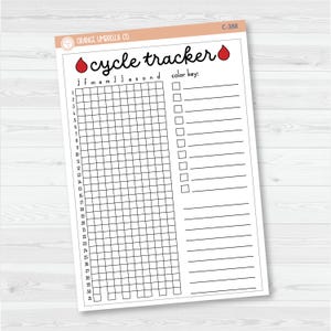 Suivi de cycle en pixels | Tableau de bord pleine page avec début en janvier ou juillet | Stickers décoratifs pour agenda, formats A5 et 7x9 | C-388-389 Jan Start A5
