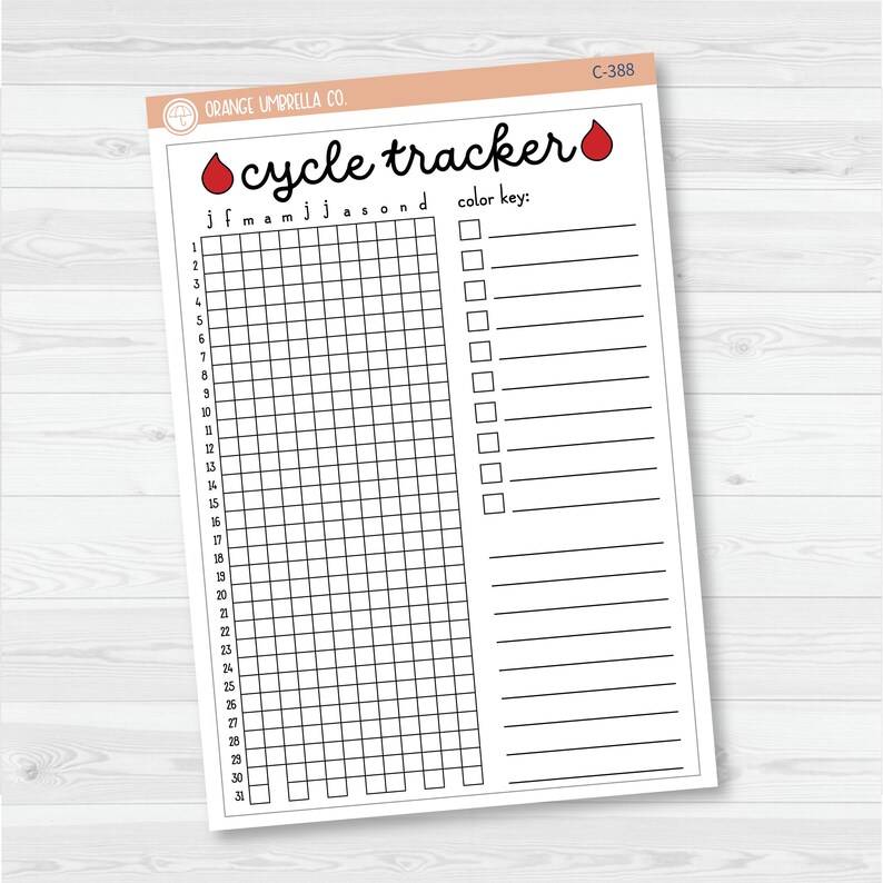 Suivi de cycle en pixels | Tableau de bord pleine page avec début en janvier ou juillet | Stickers décoratifs pour agenda, formats A5 et 7x9 | C-388-389 Jan Start A5