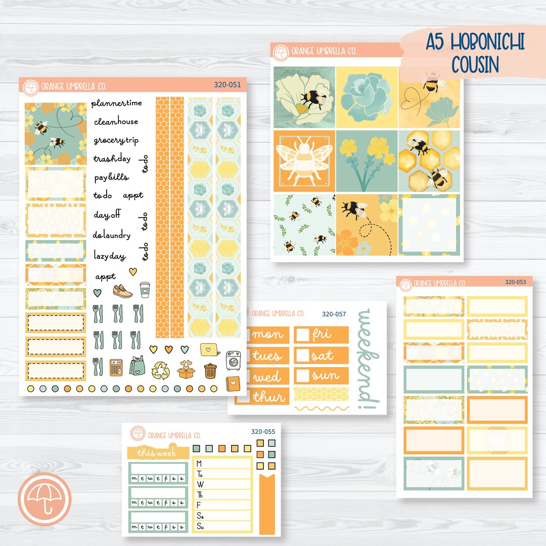 CLEARANCE | Bumble Bee May Summer Hobonichi Cousin Planner Kit Stickers ...