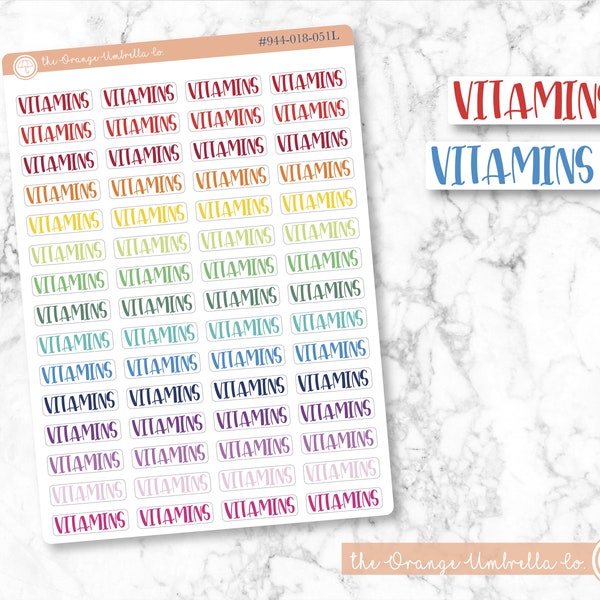 CLEARANCE | Vitamins Script Planner Stickers | F1 | S-201-R / 944-018-051-WH