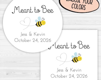 Meant To Bee Sticker | Wedding Favor Sticker, Honey Jar Wedding Stickers | Wedding Labels | 277-WH
