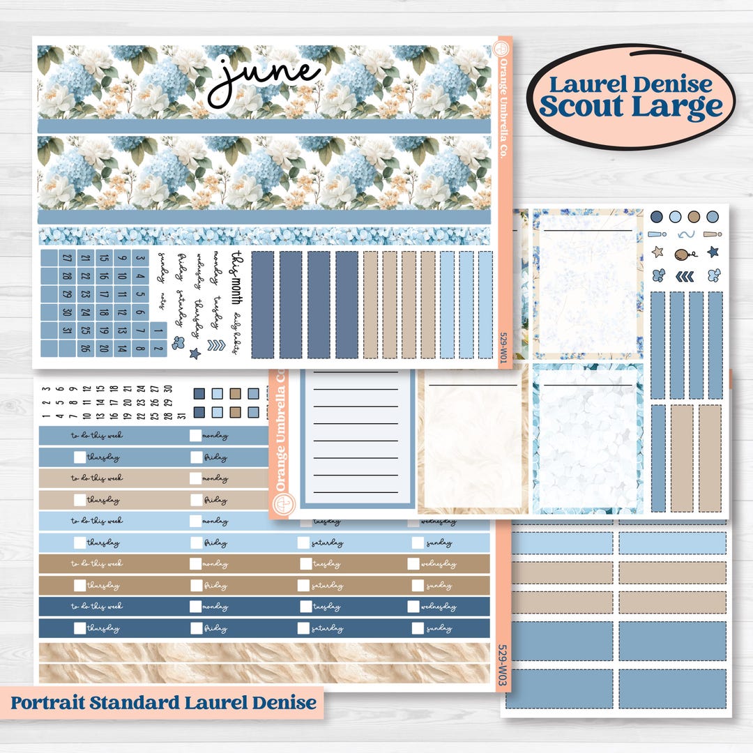 Seaside Floral | Laurel Denise Scout Large Planner Kit Stickers | on ...