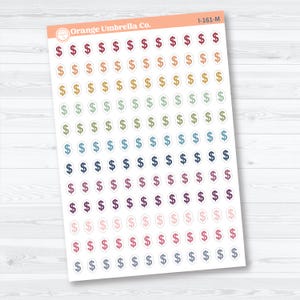 Dollar Sign Icons | Finance Planner Stickers | I-161 Muted Rainbow