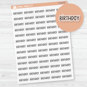Birthday Script Planner Stickers | F3 Clear Matte | S-510-BCM