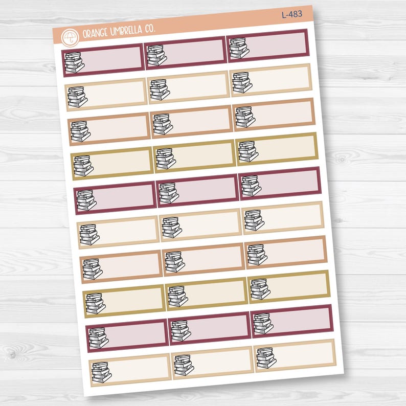 Muted Color Book Stack Book Stack / Reading Tracker Color Label & Icon Planner Stickers | L ...