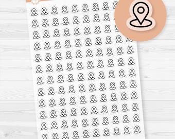 Location Marker Planner Stickers | Small Icon Stickers for Planners & Journals | Clear Matte | I-162-CM