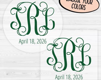 Monogrammed Wedding Stickers | Monogram Wedding Stickers | Wedding Stickers | 155-C