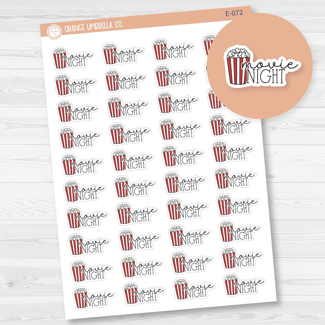 Movie Night Popcorn Icon Script Planner Stickers | FC11 | E-072 - Etsy