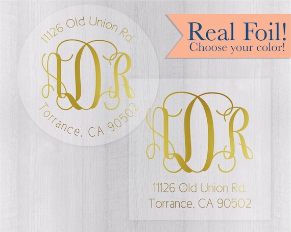 Wedding Invitation Return Address Label Foil on Clear ...