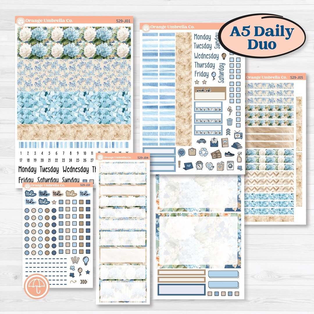 Seaside Floral | A5 Daily Duo Planner Kit Stickers | on the Cape | KIT ...