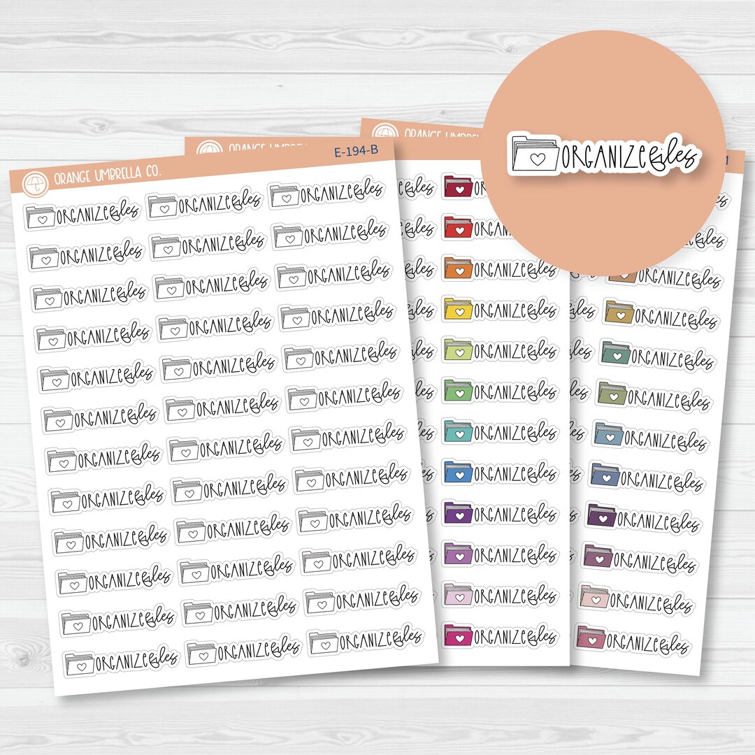 CLEARANCE | File Folder Organize Icon Script Planner Stickers | FC12 ...