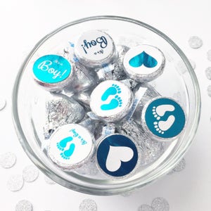 It&#39;s a Boy Hershey Kiss Candy Stickers - 100/pk, Color Foil Baby Shower Envelope Seals, Birth Announcements (#408-AQ-F)