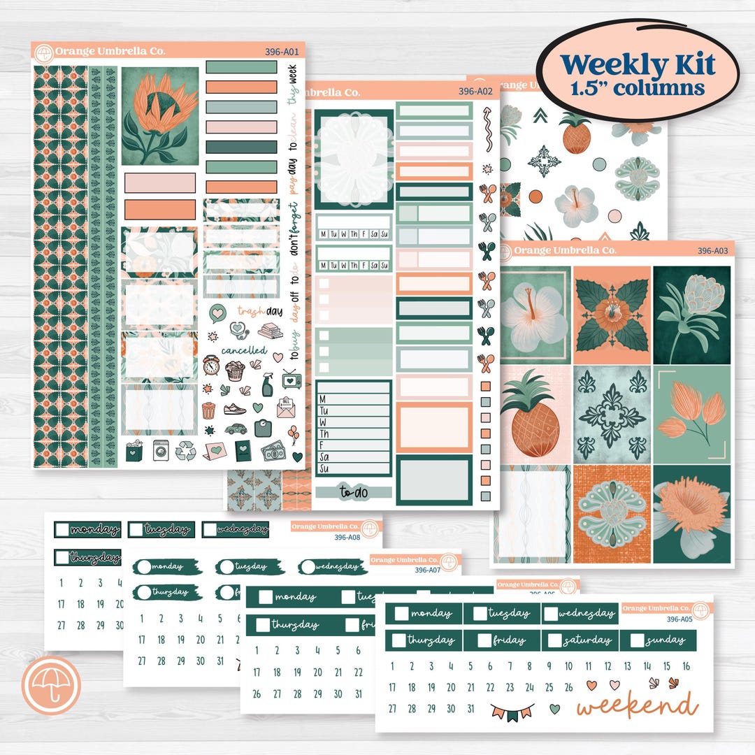 CLEARANCE | Floral Tropical Summer Kit | Weekly Sticker Kit for ...