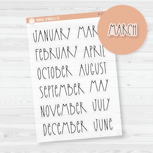 Month Name Header Script Planner Stickers and Labels | FC12 Clear Matte | B-116-BCM
