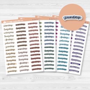 Journaling Date Cover Stickers | Script Day Labels | F17 | B-152