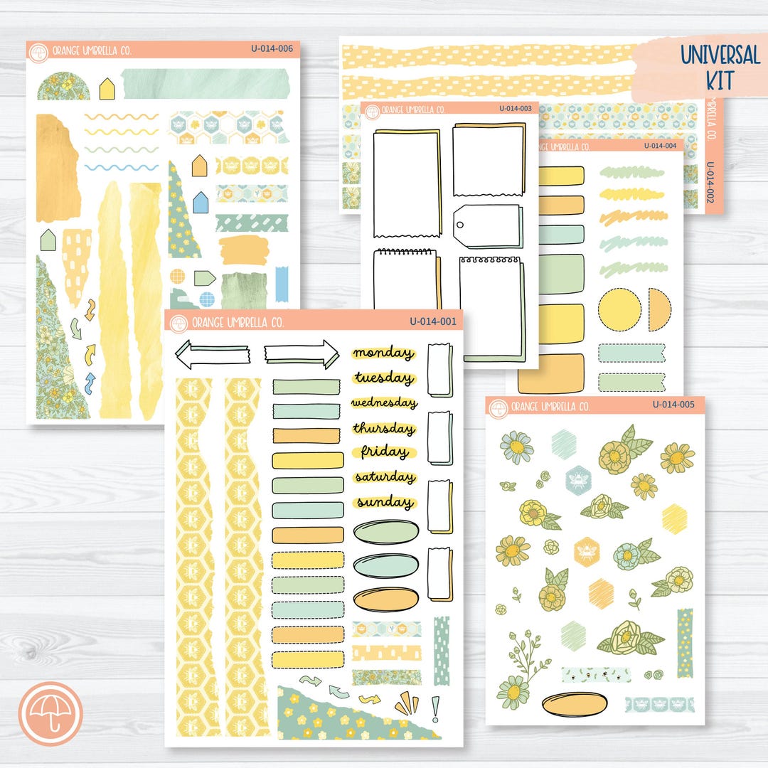 Summer Bees Universal Planner Kit | Journal Style Planner Kit Stickers ...