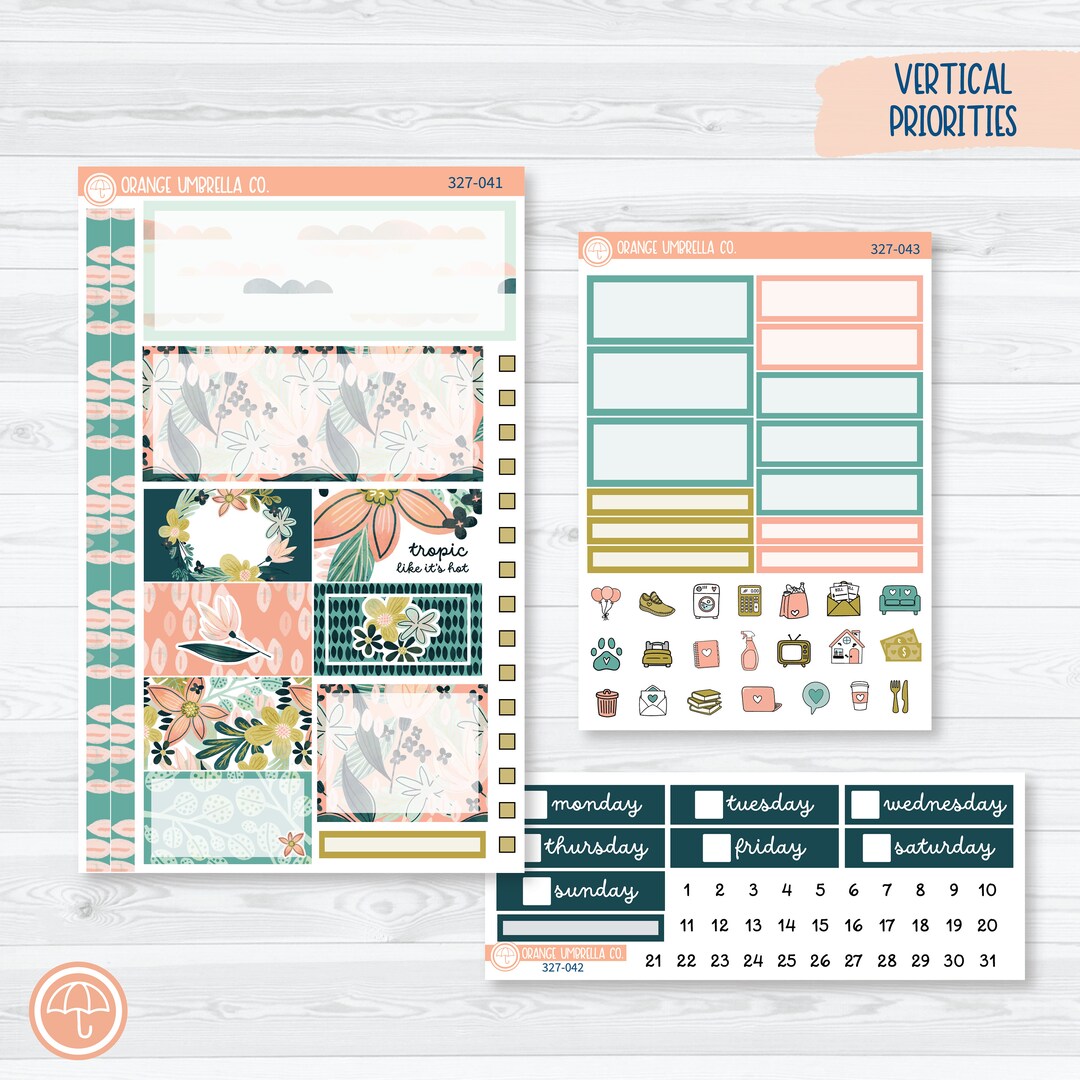 CLEARANCE | Tropical Floral Kit | Plum Vertical Priorities 7x9 Planner ...