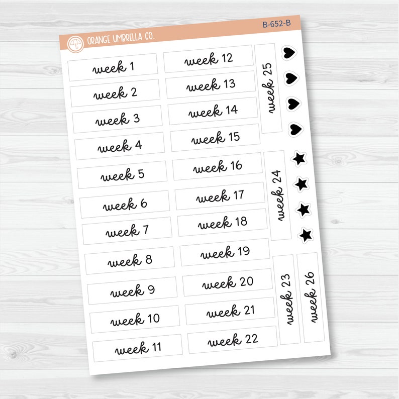 CLEARANCE Weekly Numbers 2024 Planner Stickers F16 Script B652/B653B