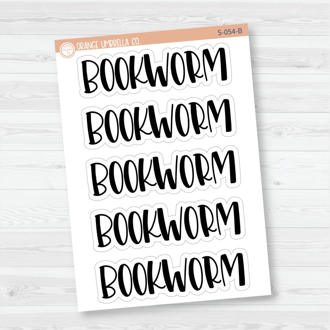 Bookworm Header Script Planner Stickers | F1 | S-054-B - Etsy
