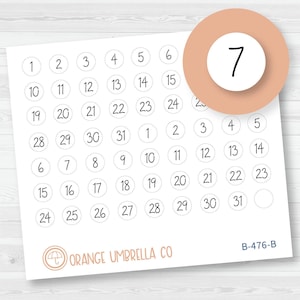 Date Dot Cover Tiny Planner Stickers | FC12 Script Circle | B-476-B