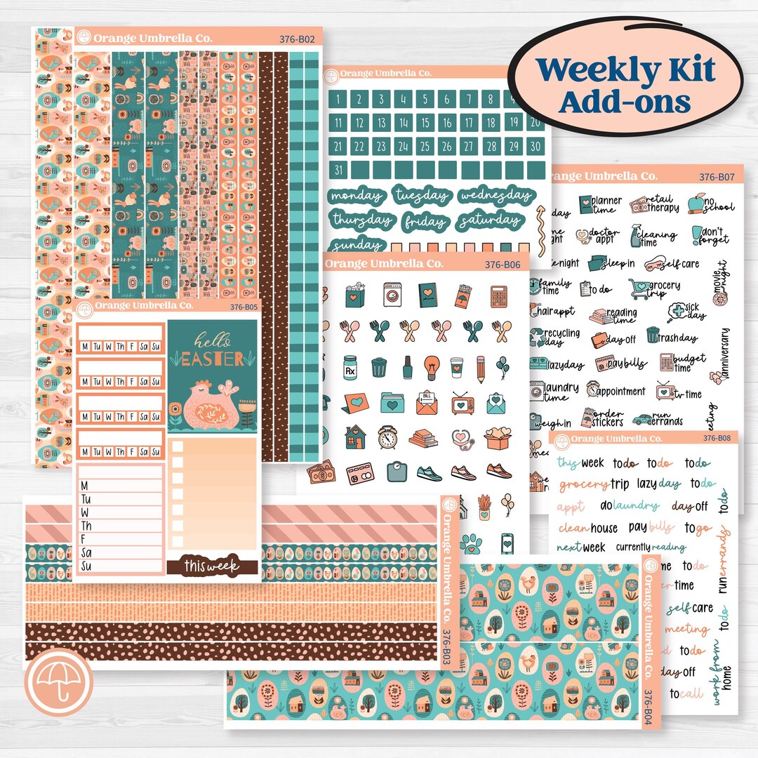 Easter Folk Art Kit | Weekly Add-on Planner Kit Stickers | Some Bunny ...