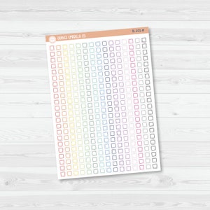 Checkbox Individual Single Color Coding Planner Stickers Square B-101 Rainbow-White Matte