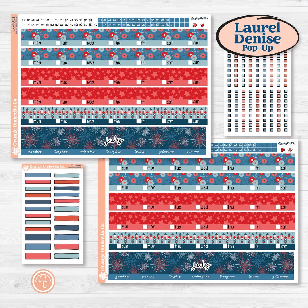 CLEARANCE | Independence Day | Laurel Denise Jo Large Planner Stickers ...