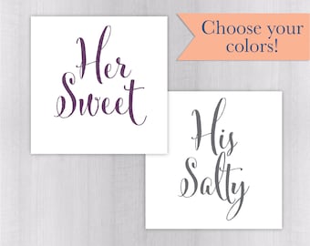 Her Sweet and His Salty Stickers, Wedding Welcome Bag Sticker, His Favorite Her Favorite Wedding Stickers (#374-WH)