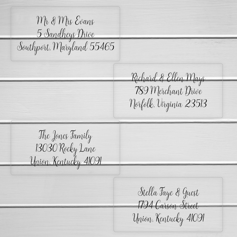 #657-MT-C Clear Transparent Address Stickers Calligraphy Replacement To: Wedding Address labels Custom Wedding Address Labels