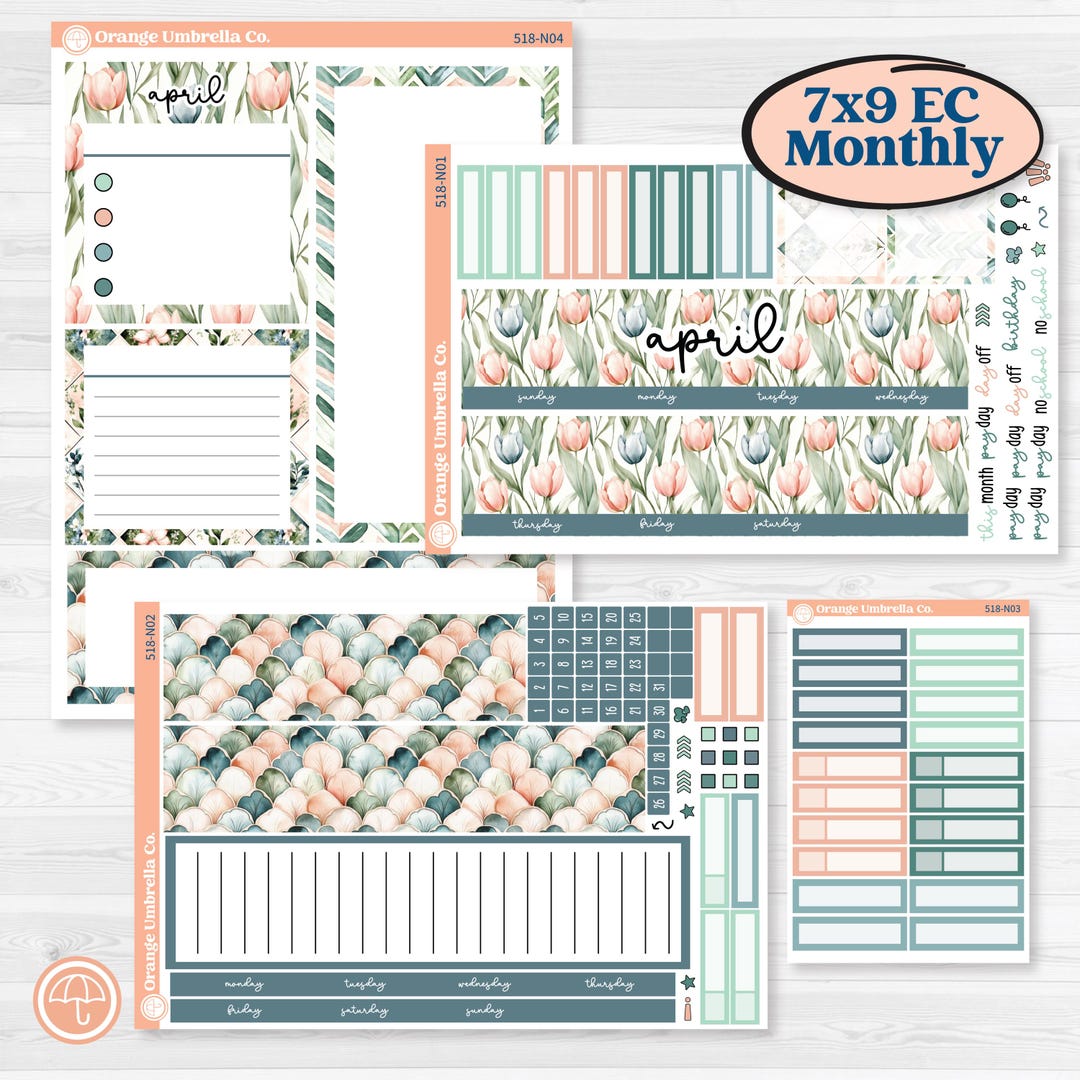 Spring Floral Kit | 7x9 Erin Condren Life Planner Monthly & Dashboard ...