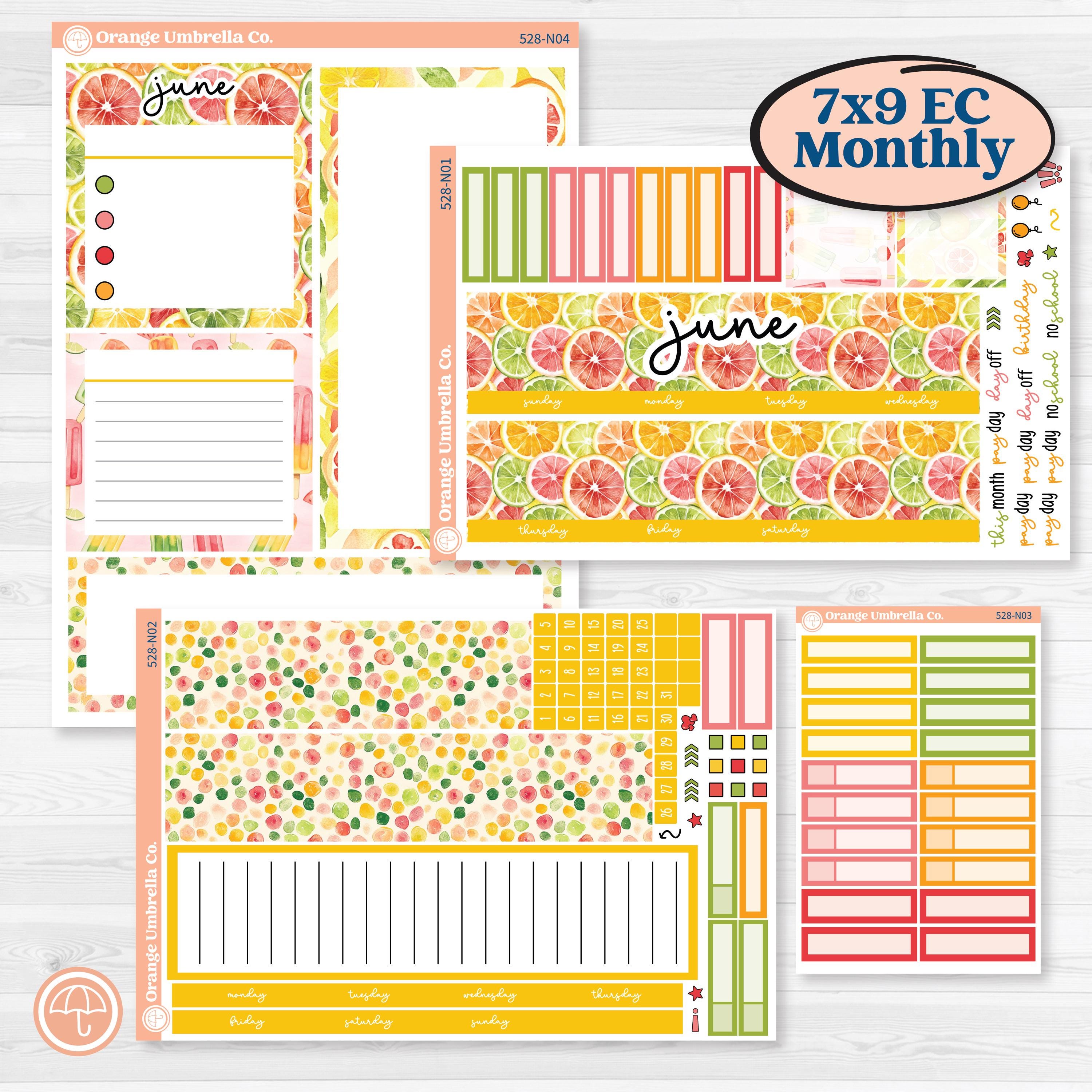 Bright Fruit Stickers | 7x9 Erin Condren Life Planner Monthly ...
