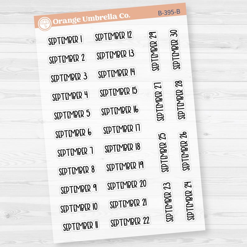 Dates of the Month Planner Stickers and Labels | F8 Clear Matte | B-393 ...